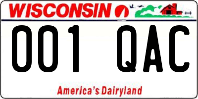 WI license plate 001QAC
