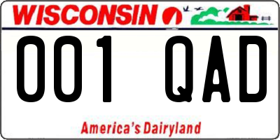 WI license plate 001QAD
