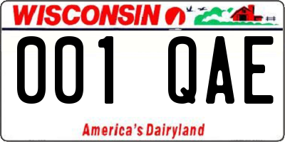 WI license plate 001QAE