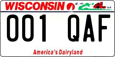 WI license plate 001QAF