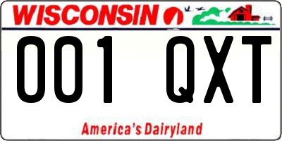 WI license plate 001QXT