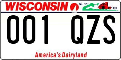 WI license plate 001QZS