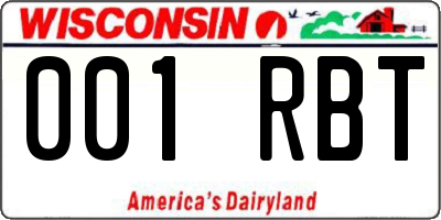WI license plate 001RBT