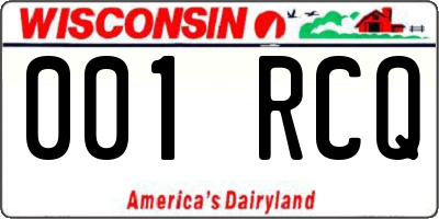 WI license plate 001RCQ