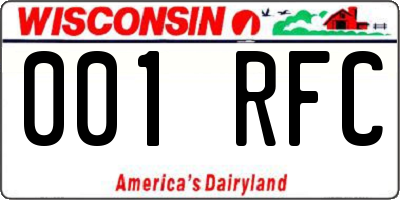WI license plate 001RFC