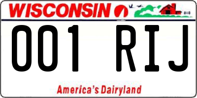 WI license plate 001RIJ