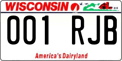 WI license plate 001RJB
