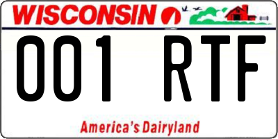 WI license plate 001RTF
