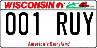 WI license plate 001RUY