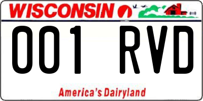 WI license plate 001RVD