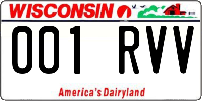 WI license plate 001RVV