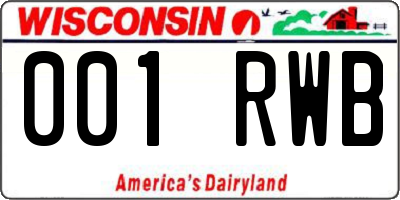 WI license plate 001RWB
