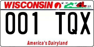 WI license plate 001TQX