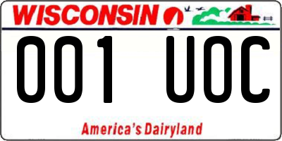 WI license plate 001UOC