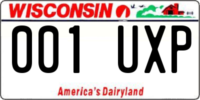 WI license plate 001UXP