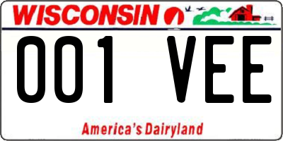 WI license plate 001VEE