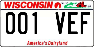 WI license plate 001VEF
