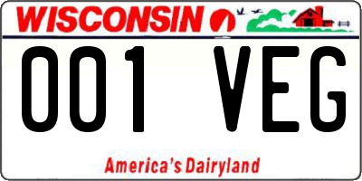 WI license plate 001VEG