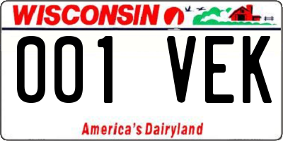 WI license plate 001VEK
