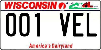 WI license plate 001VEL