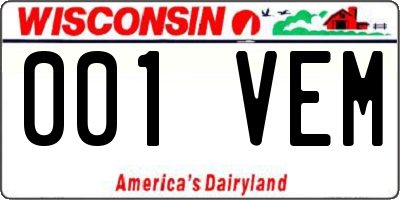 WI license plate 001VEM