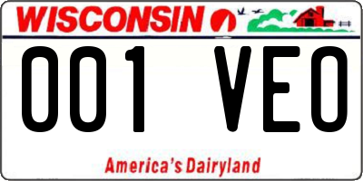 WI license plate 001VEO