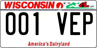WI license plate 001VEP