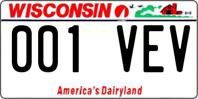 WI license plate 001VEV
