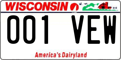 WI license plate 001VEW
