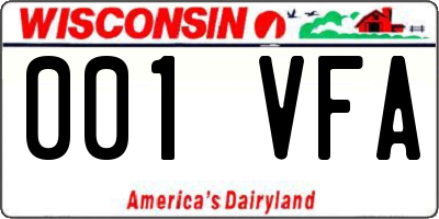 WI license plate 001VFA