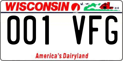 WI license plate 001VFG