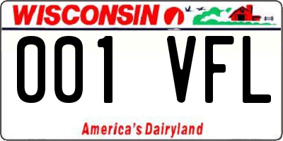 WI license plate 001VFL