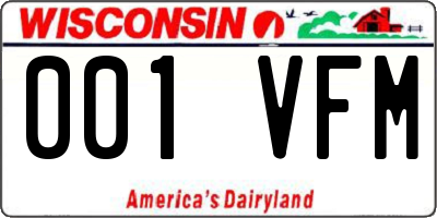WI license plate 001VFM
