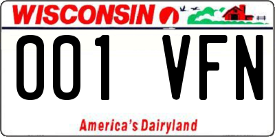 WI license plate 001VFN