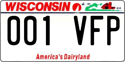 WI license plate 001VFP