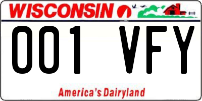 WI license plate 001VFY