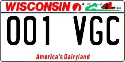 WI license plate 001VGC