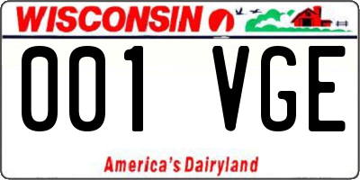 WI license plate 001VGE