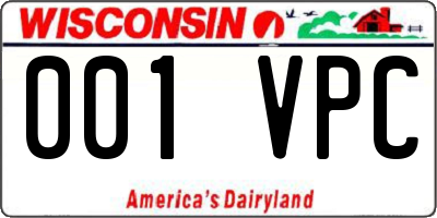 WI license plate 001VPC