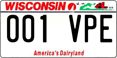 WI license plate 001VPE