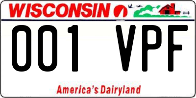 WI license plate 001VPF