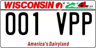WI license plate 001VPP