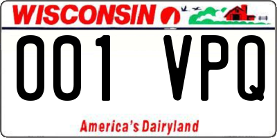 WI license plate 001VPQ