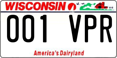 WI license plate 001VPR