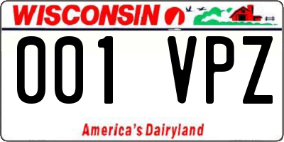 WI license plate 001VPZ