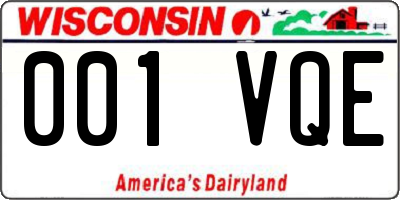 WI license plate 001VQE