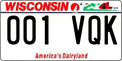 WI license plate 001VQK