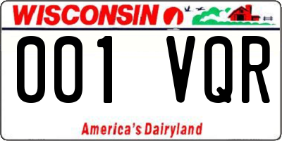 WI license plate 001VQR
