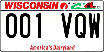 WI license plate 001VQW