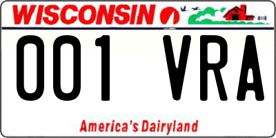 WI license plate 001VRA